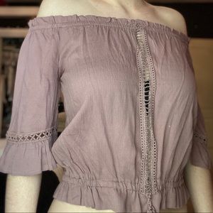 Off the shoulder half sleeved shirt